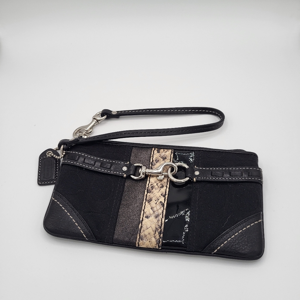 Coach Black Wristlet with Signature Pattern